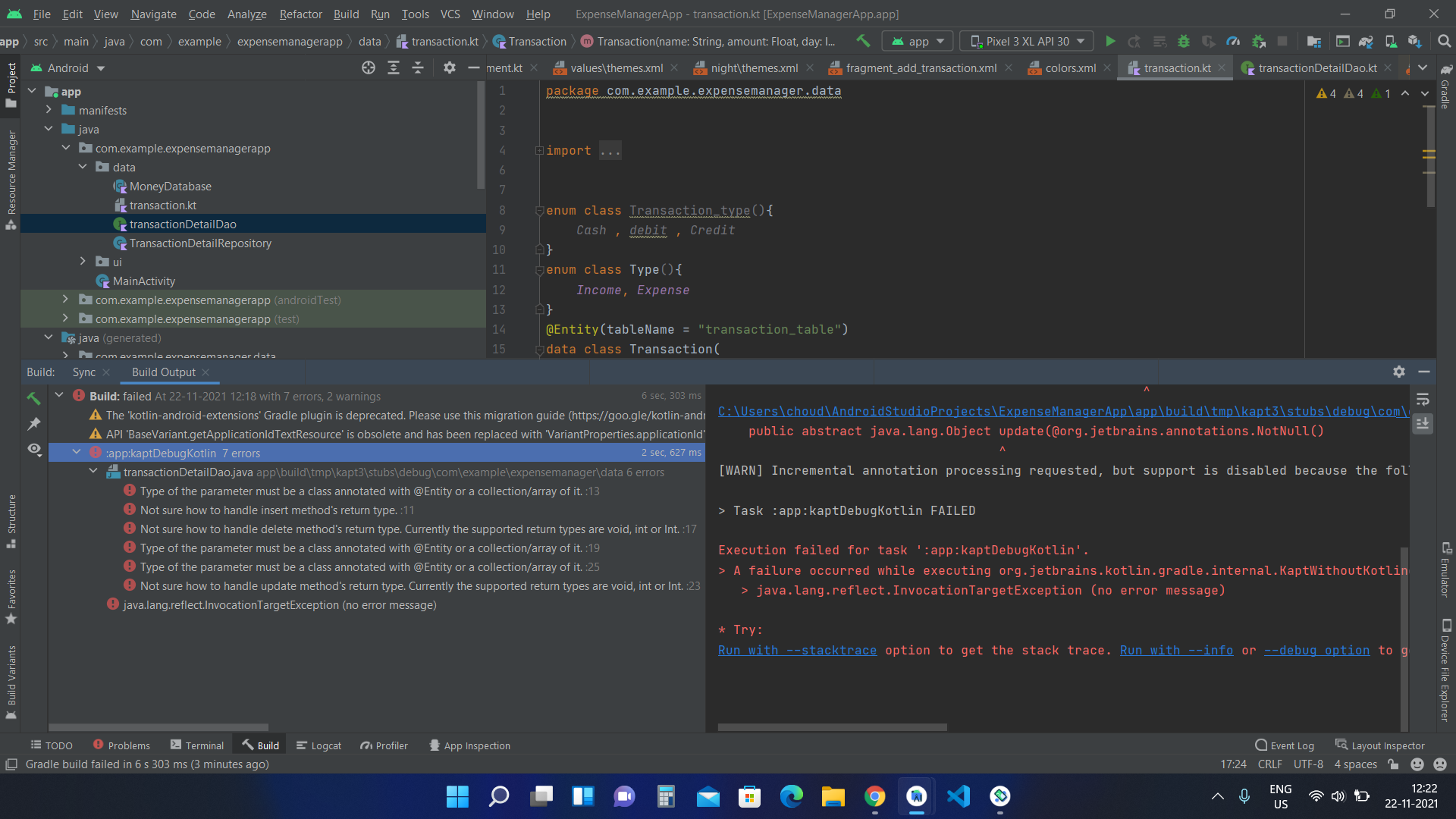 我在 Kapt Debug Kotlin 中遇到錯誤。我在 gradle 檔案中有更新版本的依賴項。仍然面臨這個問題