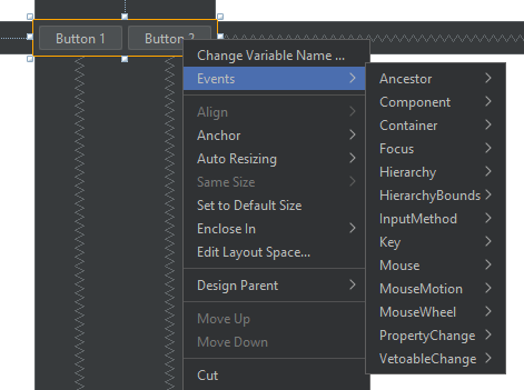 在 NetBeans 事件串列中顯示自定義組件操作事件