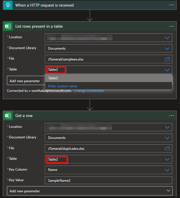 在 Logic App 中從 Excel 作業表中讀取行