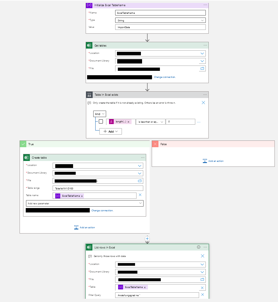 在 Logic App 中從 Excel 作業表中讀取行