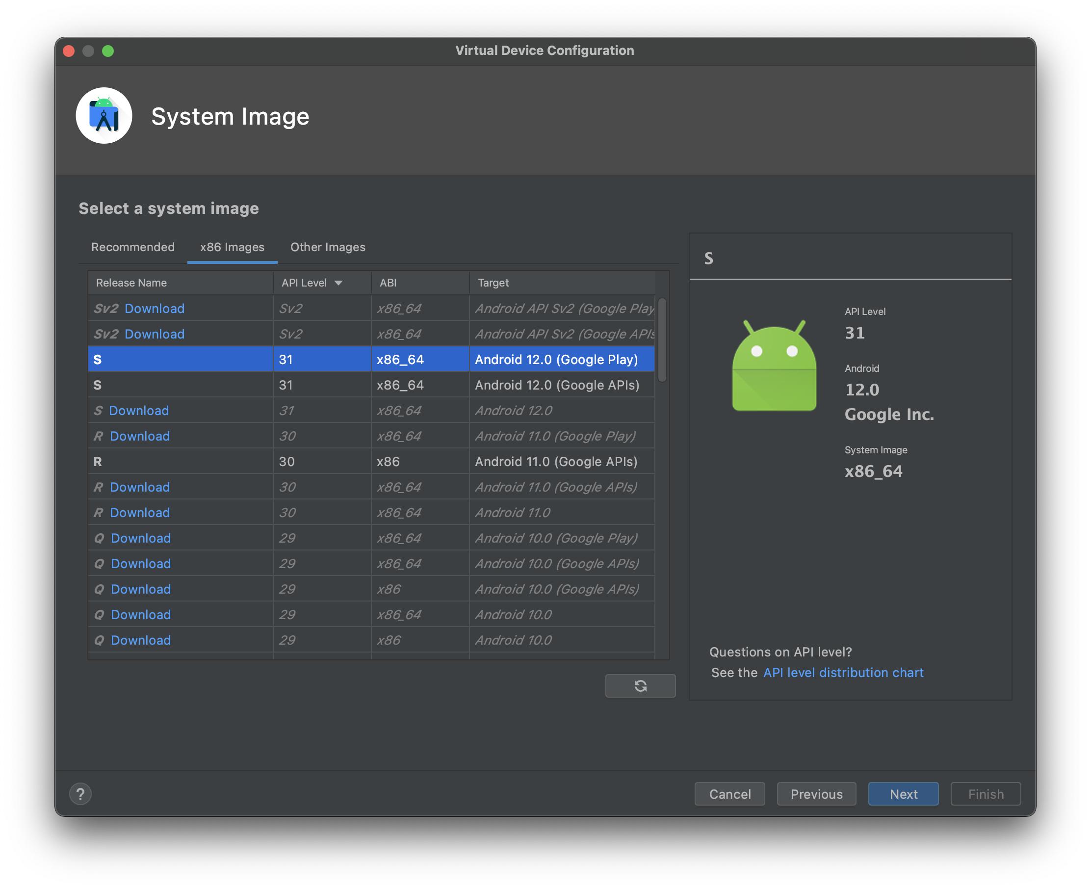 Android Studio - Android 12 / API 31 模擬器中缺少 Google Play 商店應用程式