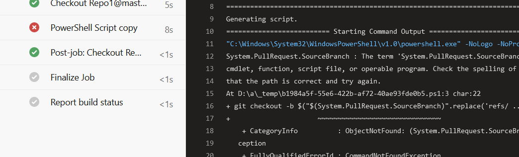 $(System.PullRequest.SourceBranch) 未找到
