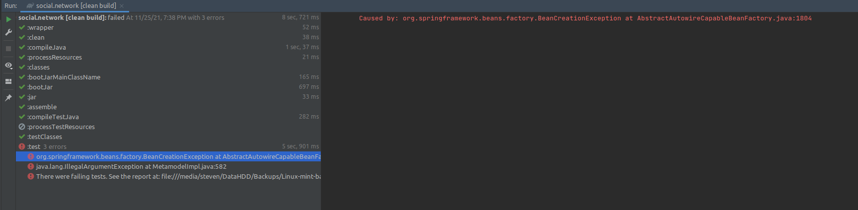 MetamodelImpl.java gradle 構建錯誤中的 IllegalArgumentException