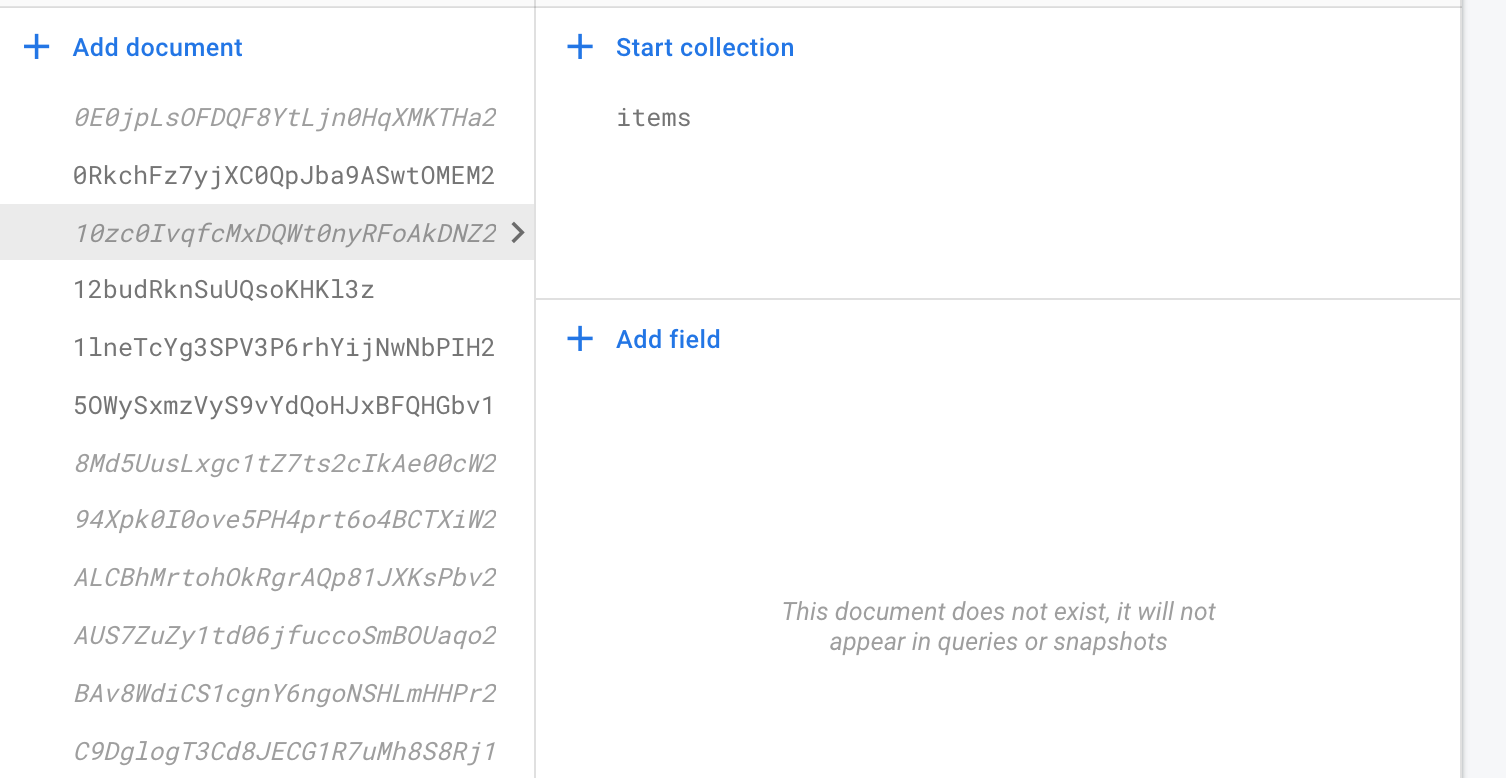 Flutter Firestore 獲取所有具有子集合的空檔案的檔案 ID