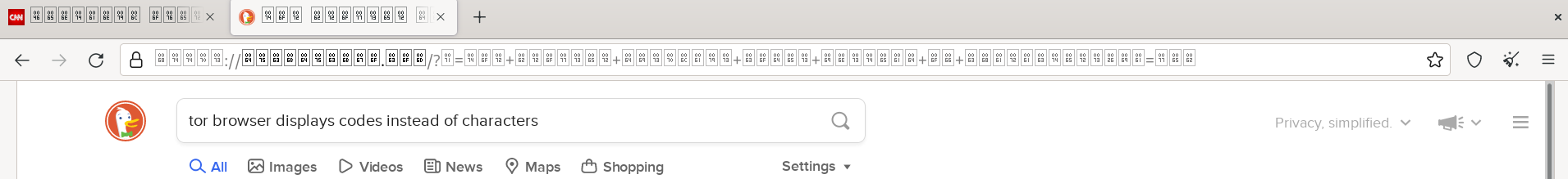Tor 瀏覽器 GUI 顯示代碼而不是字符
