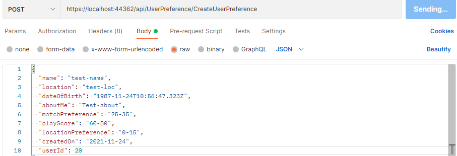 郵遞員以 json 和影像的形式發送資料