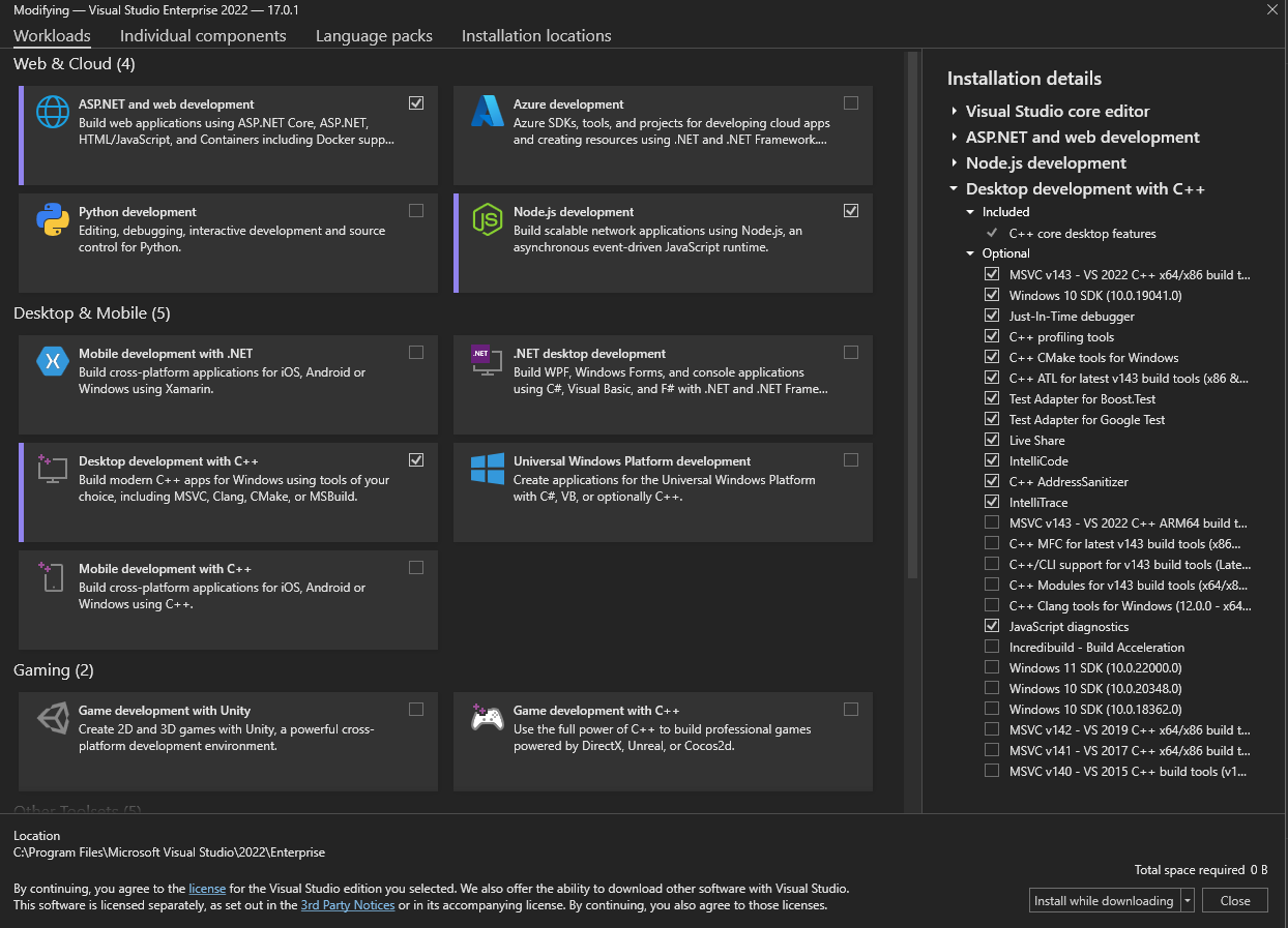 npm 錯誤！吉普錯誤！在安裝了 Visual Studio 2022 Enterprise 的 Windows 11 中安裝節點 sass 時