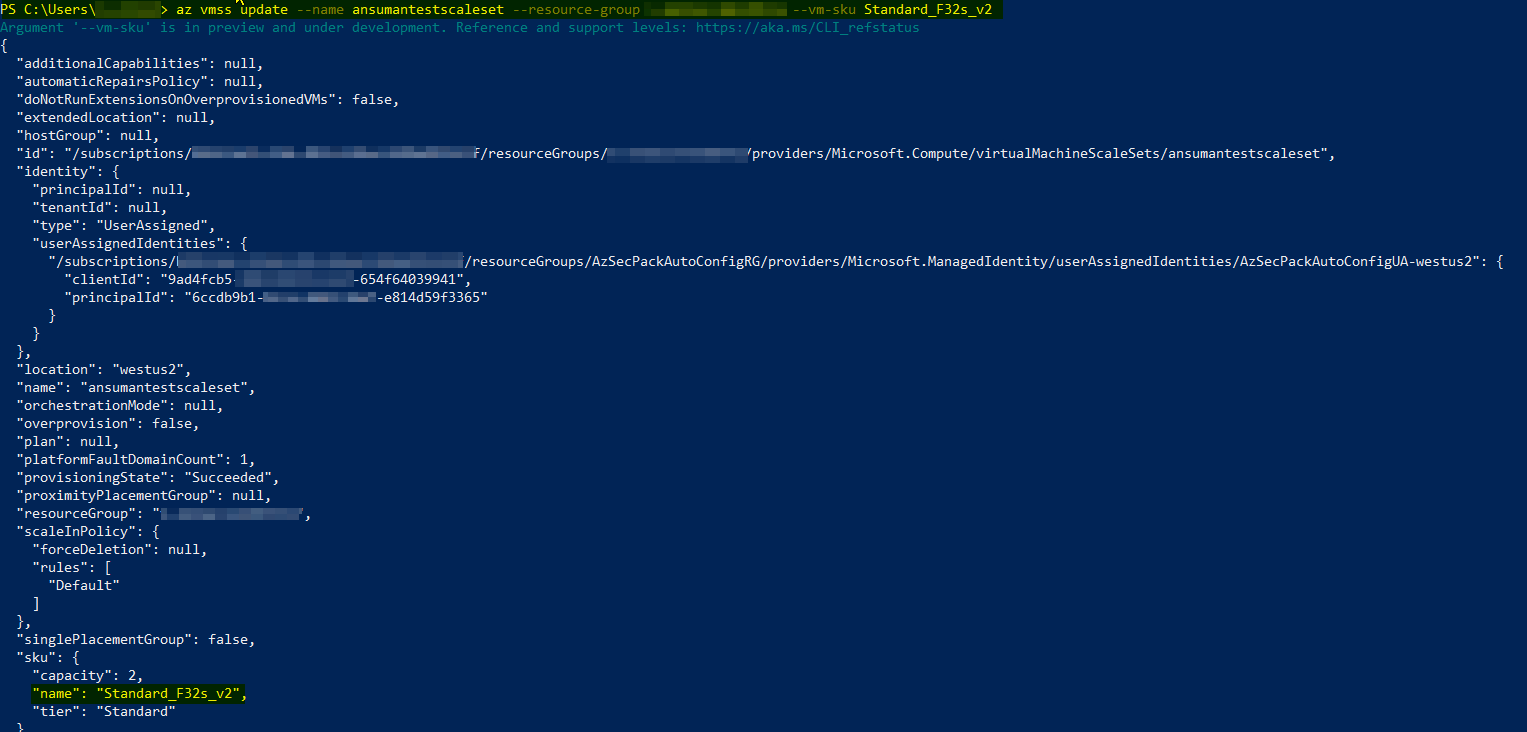 使用 azure cli 在 azure 中調整 vmss 的大小