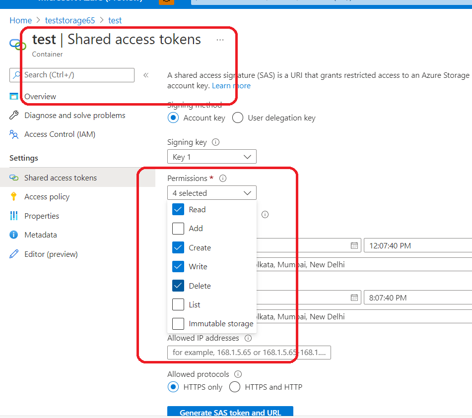 必須如何存盤 Azure BlobStorage 連接資料才能支持所有可用的尋址模式？