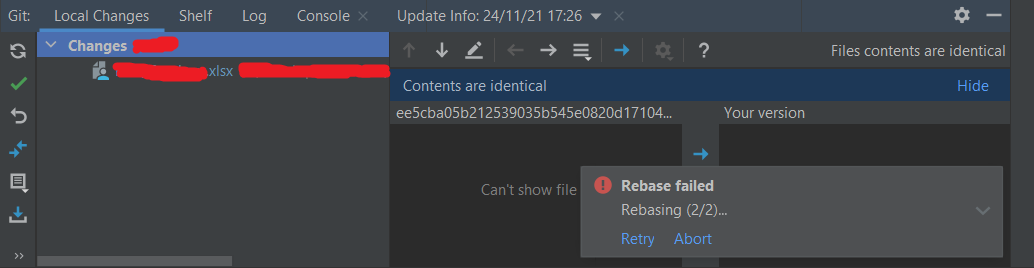 Excel 檔案阻止我在 IntelliJ Idea 中進行互動式變基