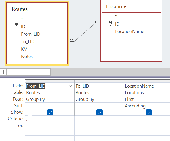 針對單個表的 MS Access 級聯組合框，然后存盤結果 ID