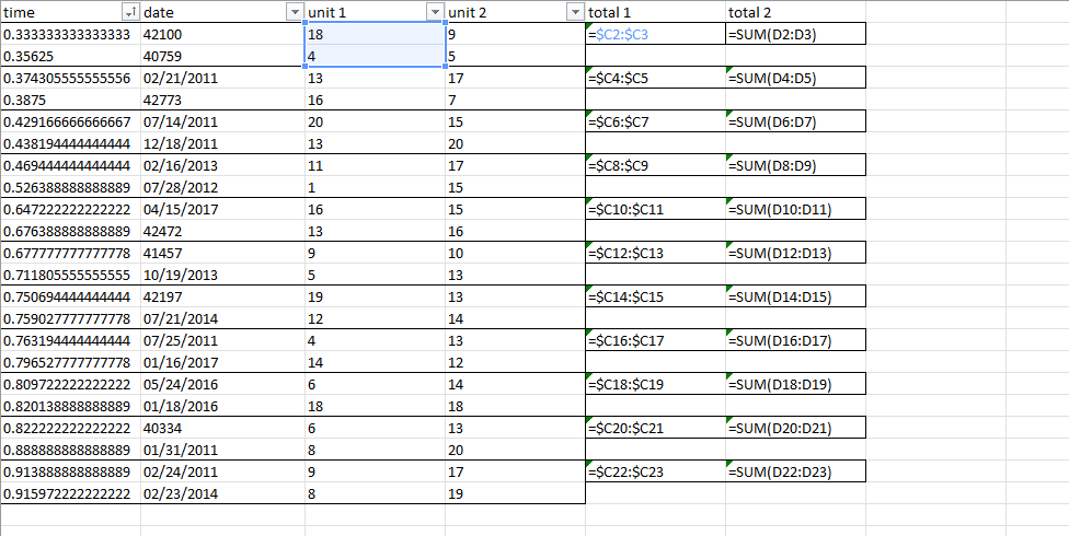 Excel - 如何計算多行的總和到不同的列