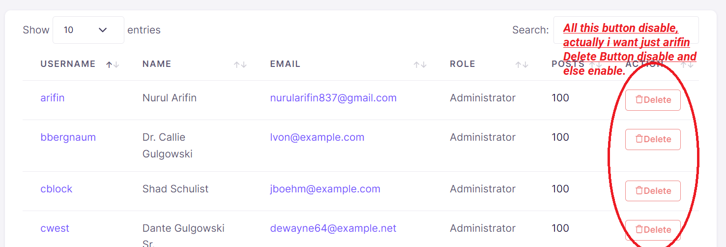 我想根據 auth()->user()->id (LARAVEL 8) 禁用洗掉按鈕