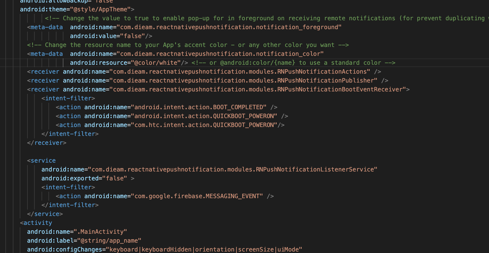 React Native Push Notifications 不適用于 Android，但適用于 iOS