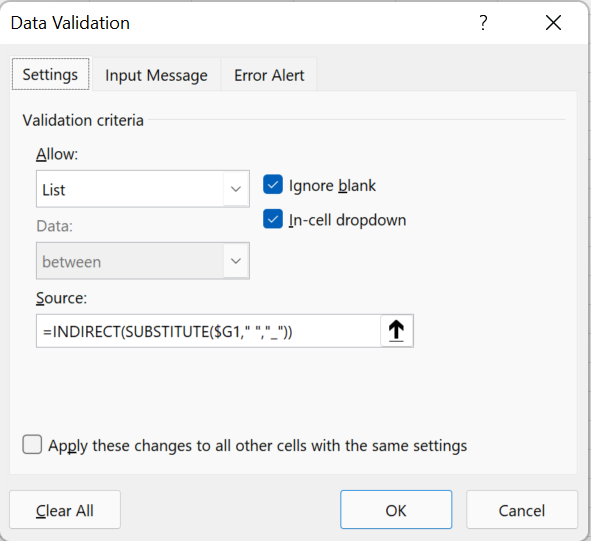 Excel：動態下拉串列