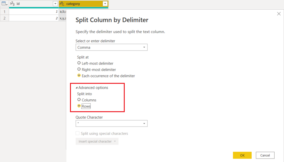 PowerBI 將分隔列拆分為重復的行
