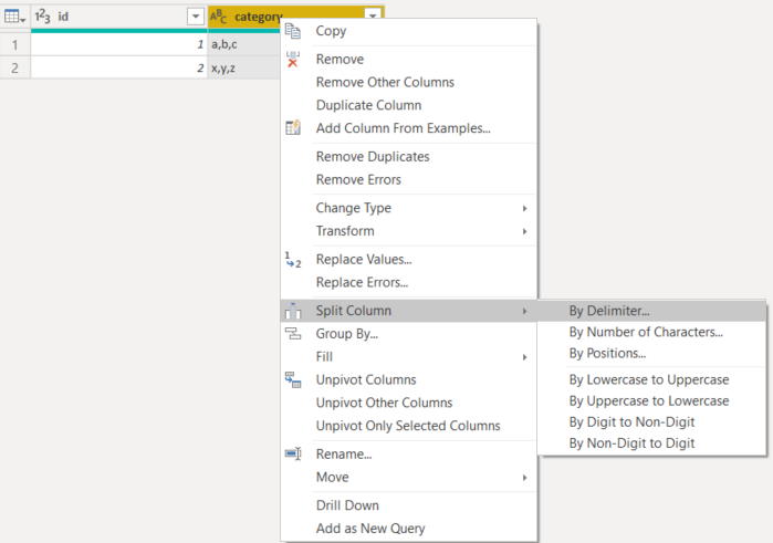 PowerBI 將分隔列拆分為重復的行