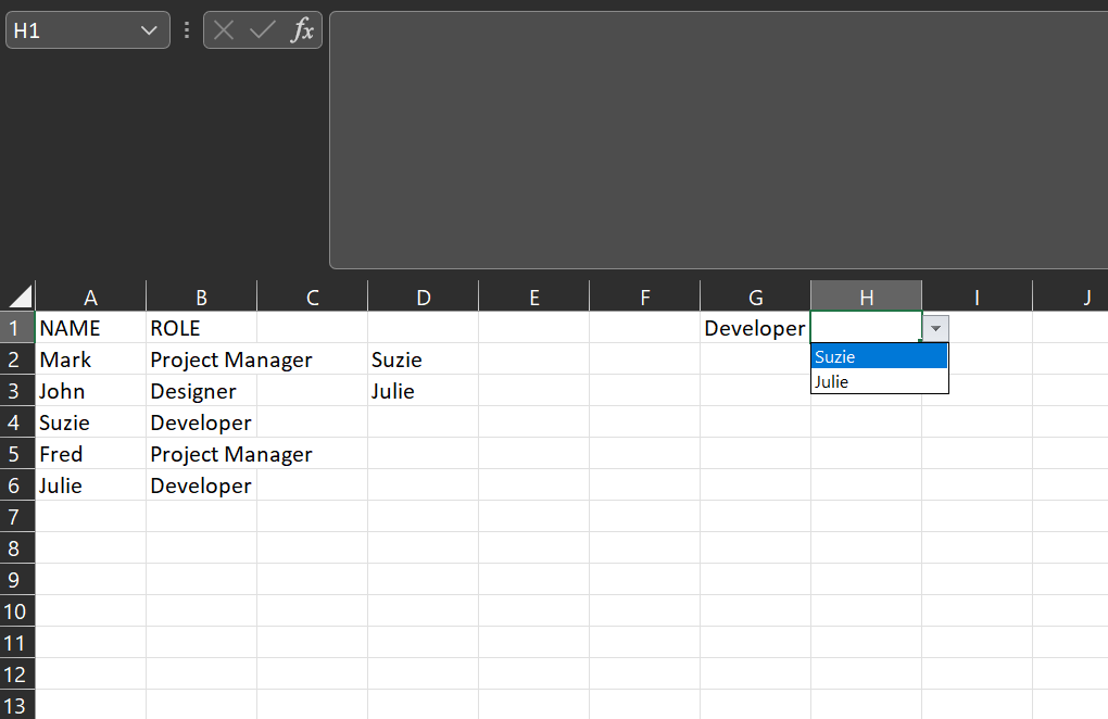 Excel：動態下拉串列