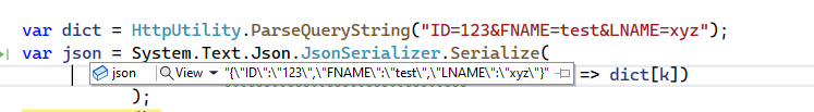 如何在 dotnet core 中將查詢字串轉換為 json 字串？