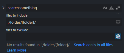 Visual Studio Code：在名稱中帶有方括號的檔案夾中搜索