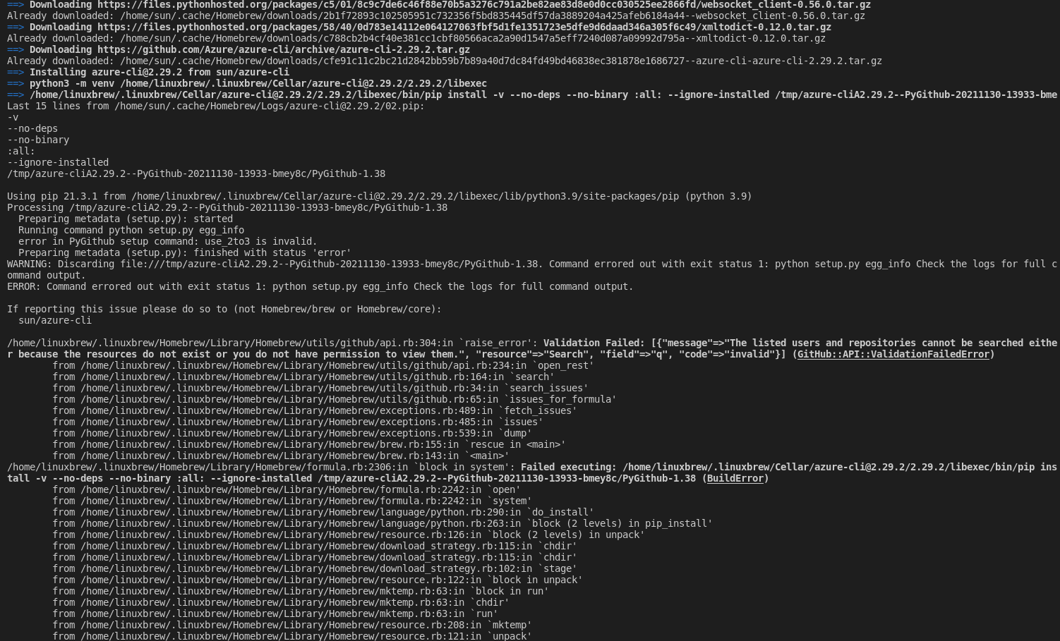 如何使用自制軟體在 Ubuntu 20.04 中正確安裝 azure-cli？