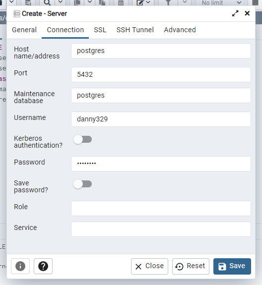 docker pgadmin 連接到 Postgres 失敗