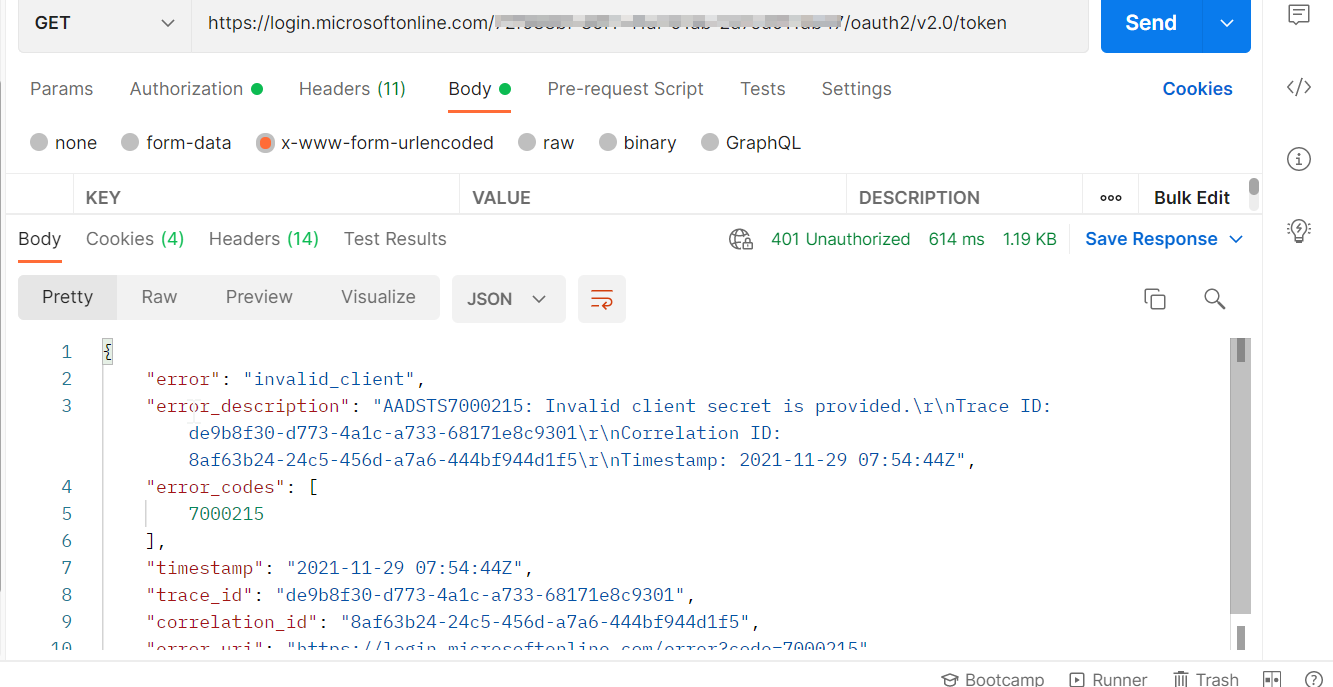 Azure 到 Auth0 連接 - 提供了無效的客戶端密碼