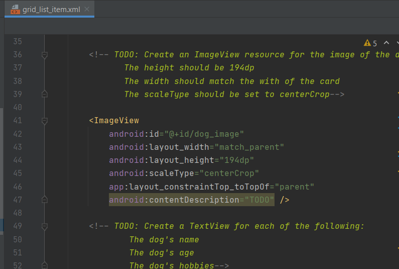 java.lang.IllegalStateException: view!!.findViewById(R.id.dog_image) 不能為空