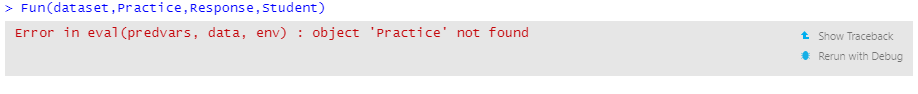 eval(predvars, data, env) 中的錯誤：找不到物件“練習”