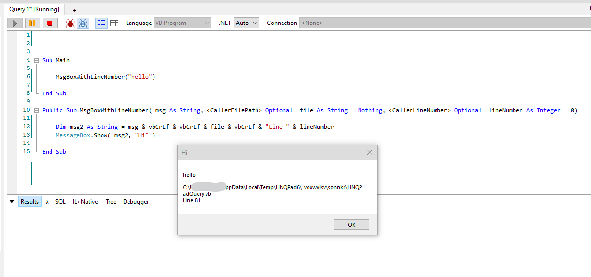 獲取 Visual Basic 行號并在訊息框中使用