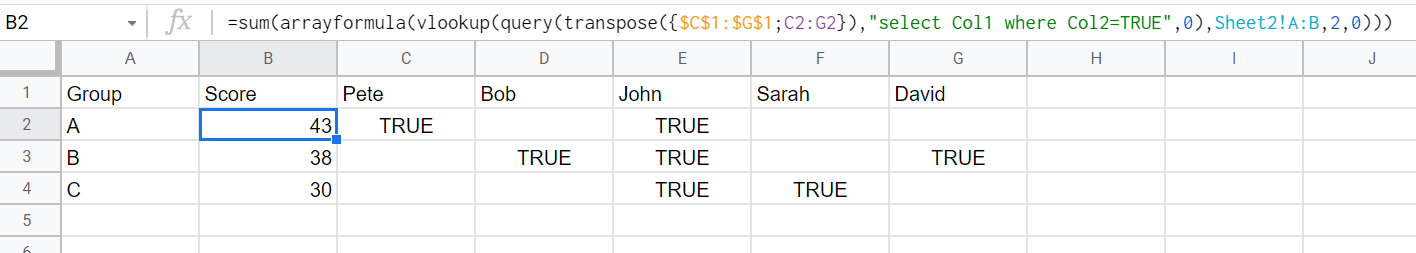 資料在兩個 Google Sheet 標簽中的索引匹配