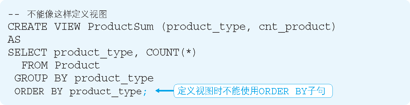 定義視圖時不能使用 ORDER BY 子句