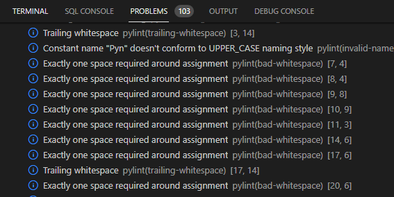 Visual Studio 代碼中的無用資訊錯誤