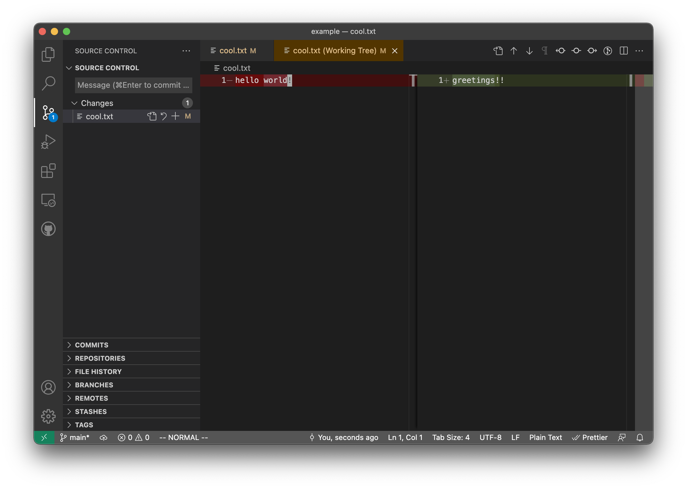 在源代碼管理拆分之間切換的 vscode 快捷方式是什么