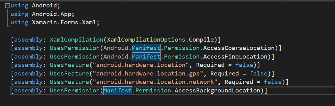 我想在我的 Xamarin 應用程式中禁用 android.permission.ACCESS_BACKGROUND_LOCATION