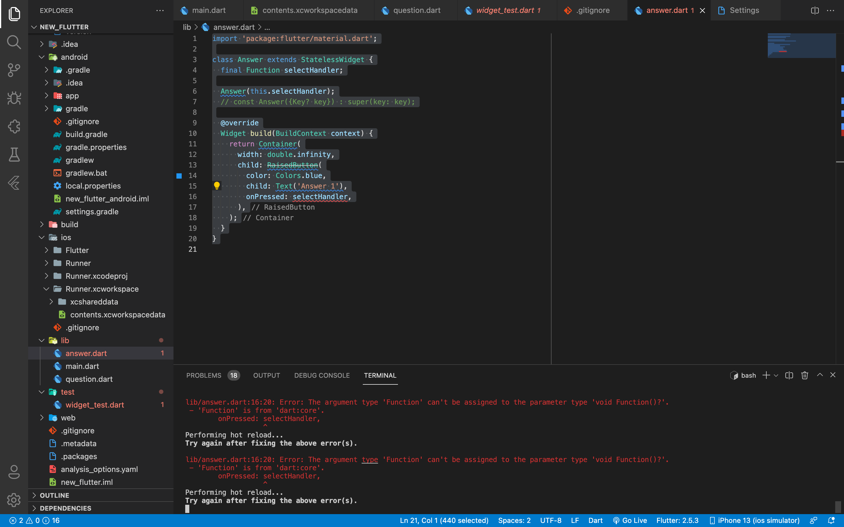 lib/answer.dart:16:20: 錯誤：無法將引數型別“Function”分配給引數型別“void Function()?”