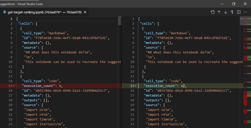 如何在 Visual Studio Code 中查看 Jupyter Notebook git diffs？