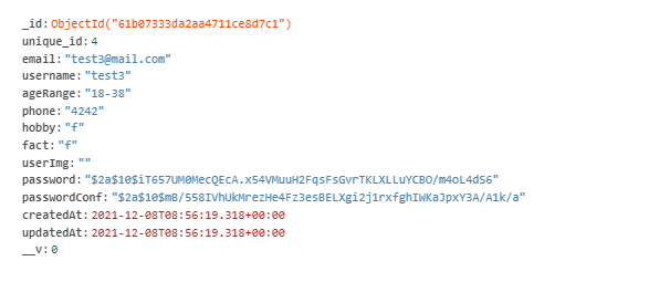 用資料填充行 MongoDB