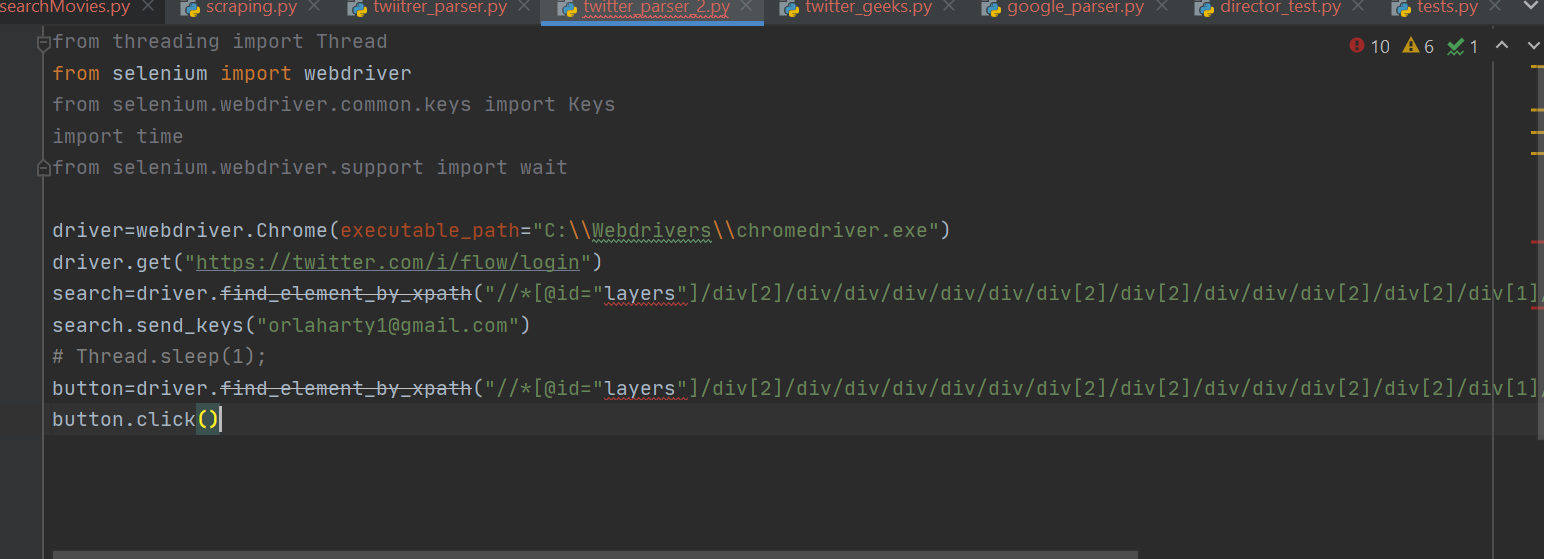 find_element_by_xpath() 使用 Selenium 和 Python 顯示語法錯誤
