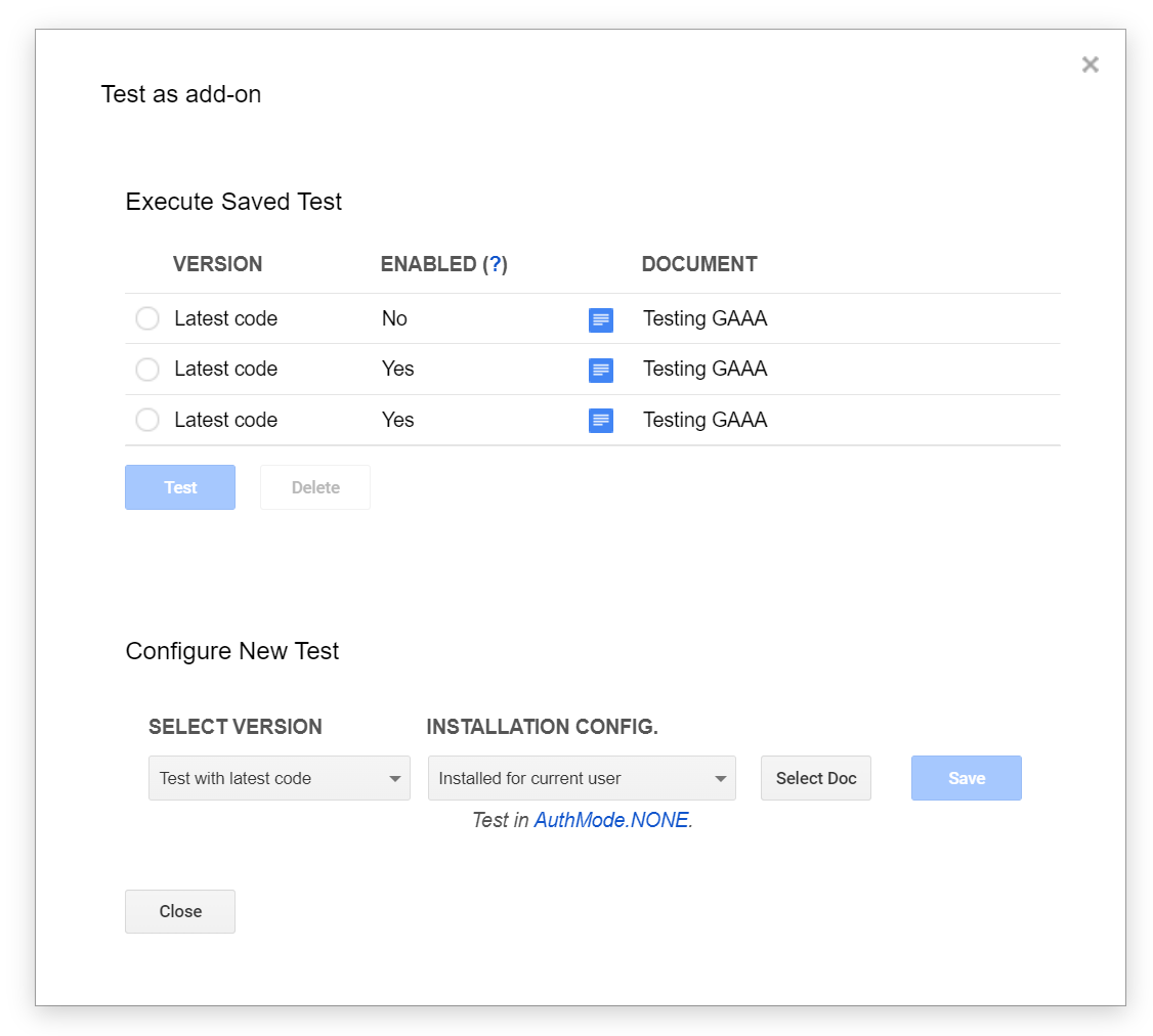 如何使用在所有檔案中彈出的選單項構建 Google Add On？