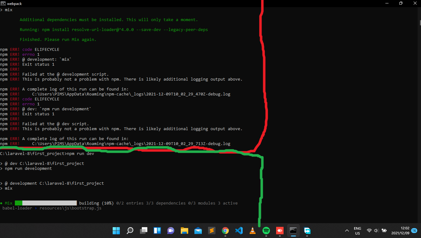 “npm run dev”第一次顯示錯誤資訊