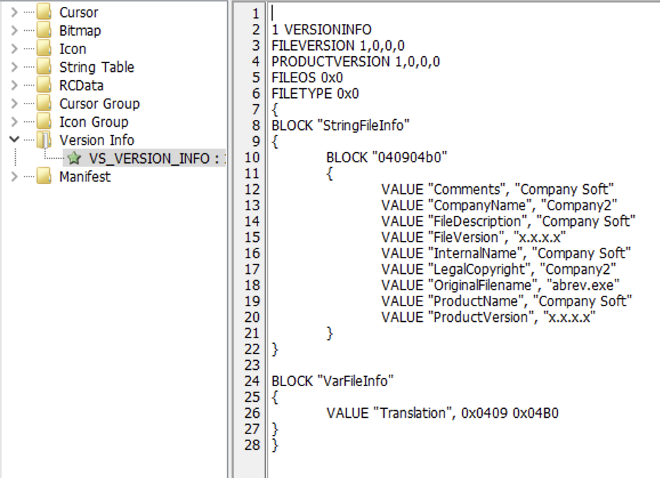 切換到 Windows SDK 資源編譯器后，VS_VERSION_INFO 未顯示在 Windows 資源管理器中