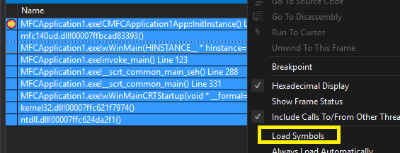 除錯到 MFC 標頭代碼不適用于 Visual Studio 2019