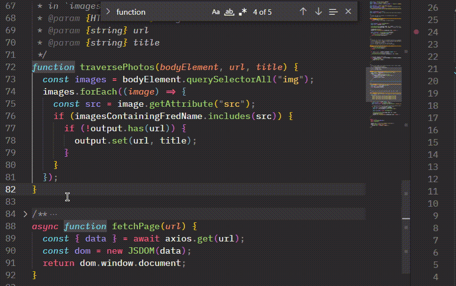 Visual Studio 代碼 ctrl f 直到函式結束？