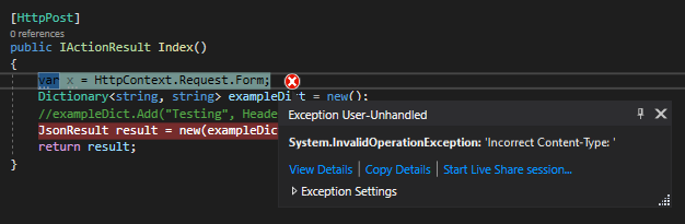 ASP.NET Core jQuery POST - 盡管標題格式正確，但內容型別不正確