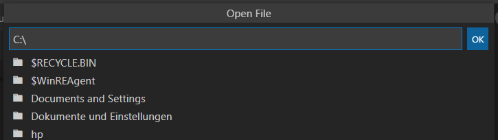 在 VSCode 中,如何不使用對話框而僅通過鍵入和 Tab-complete 來打開本地檔案?