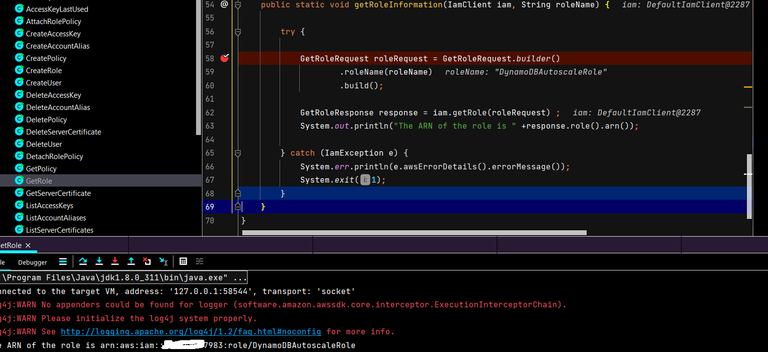 使用 Scala 以編程方式獲取 IAM 角色資訊