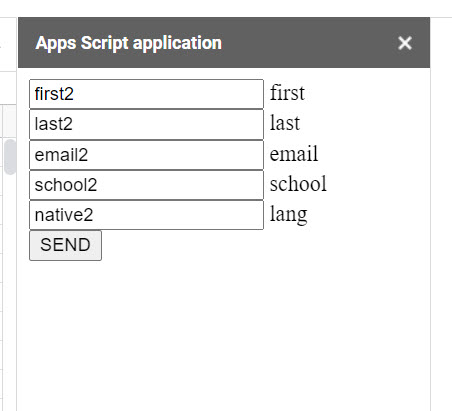 Apps 腳本:使用來自 html-form/google 側邊欄的用戶輸入編輯活動行值