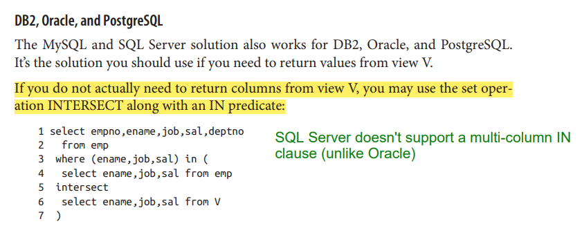 SQL 手冊中關于 WHERE IN/EXCEPT 子句的澄清說明
