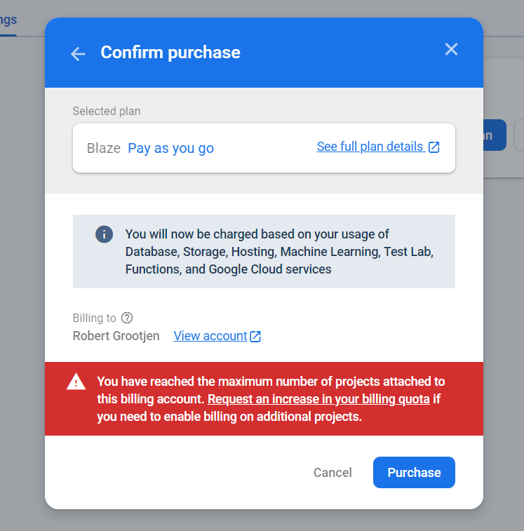 我無法將 firebase 中的計劃升級為 blaze 計劃